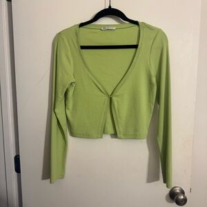 Zara Light Green Long Sleeve Crop Top
